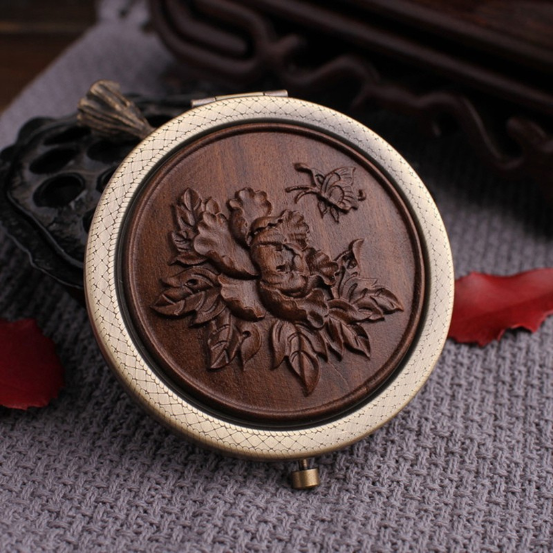 Miroir De Poche Décoratif En Bois Gravé – Image 15