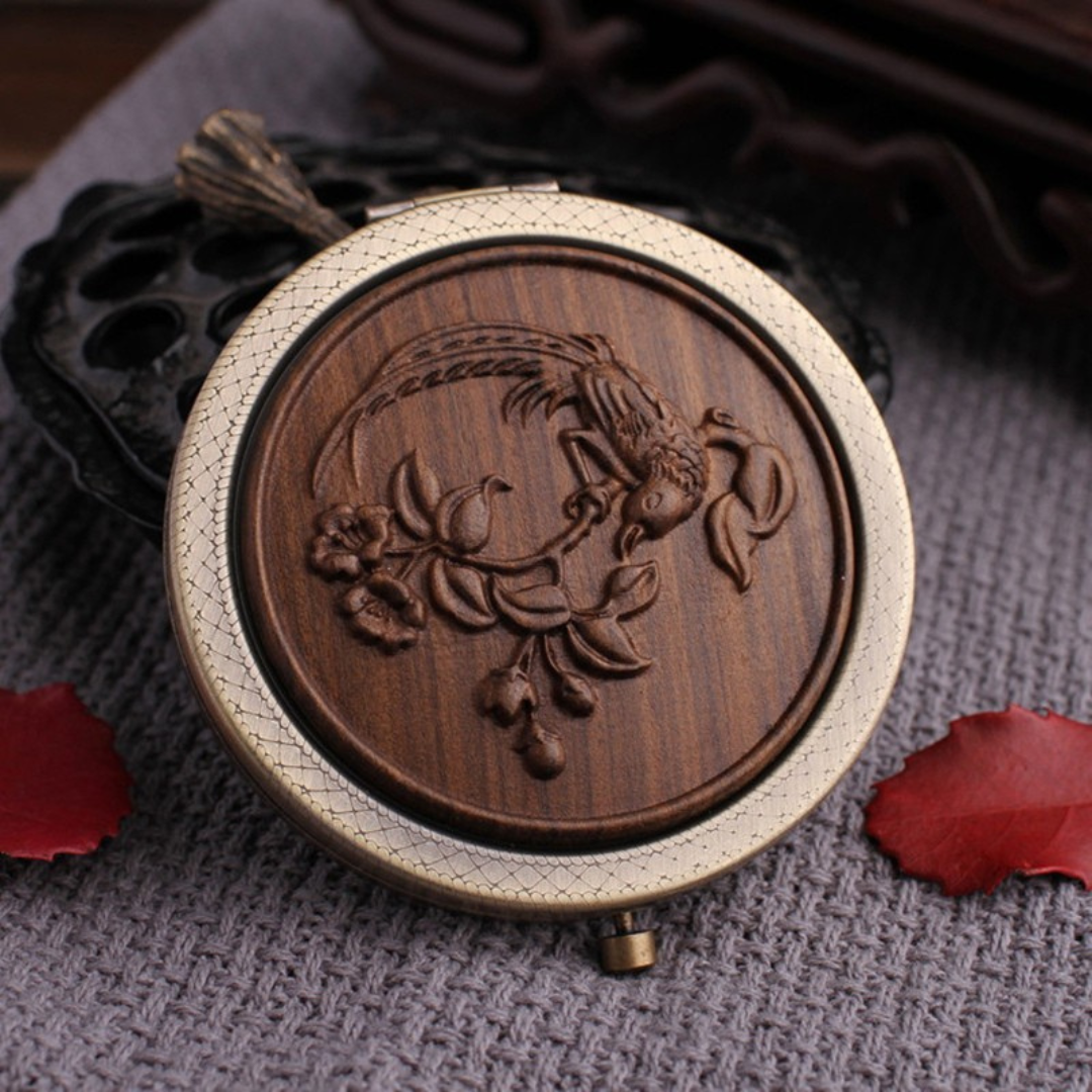 Miroir De Poche Décoratif En Bois Gravé – Image 11