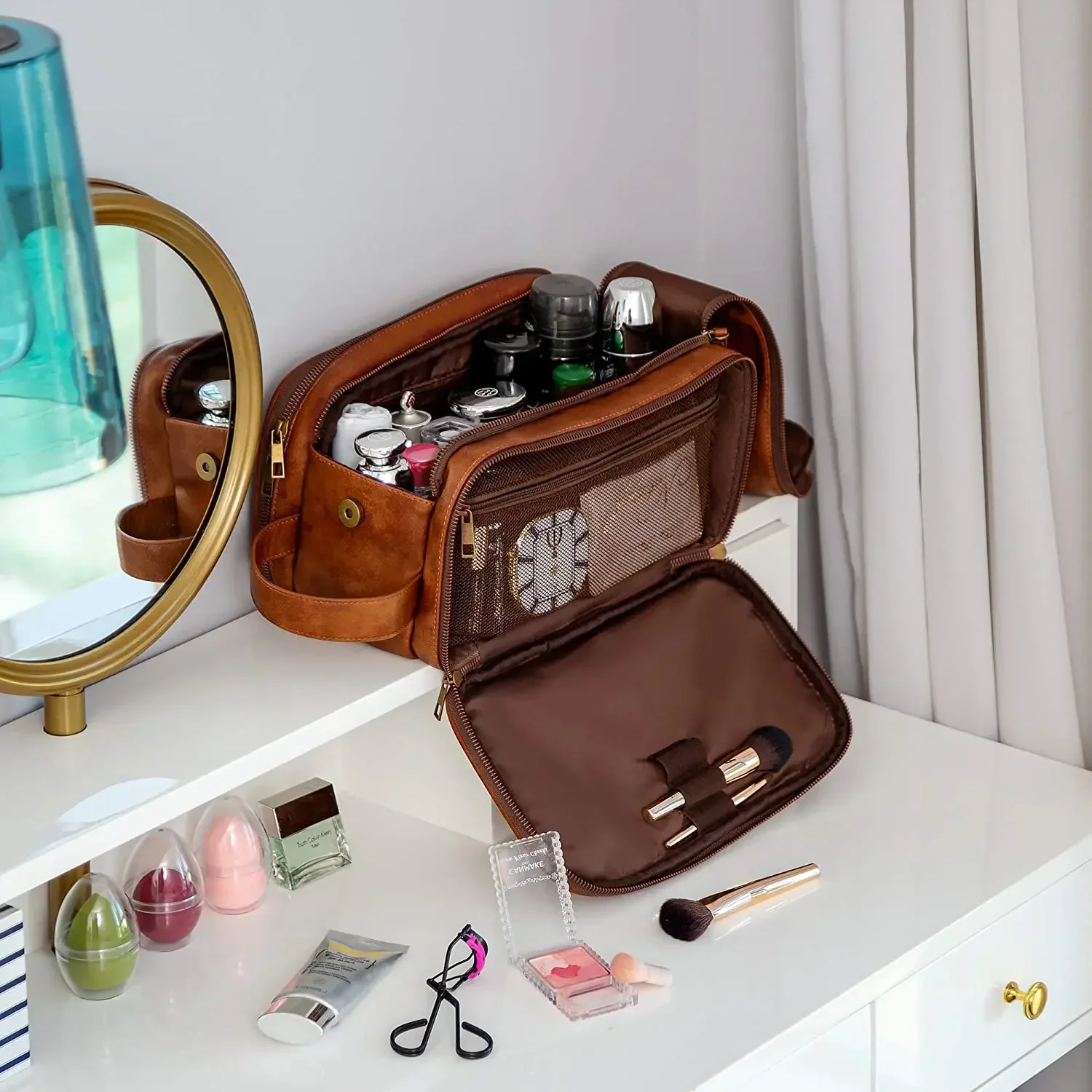 Trousse de Toilette Vintage en Cuir PU Voyage Homme – Image 5