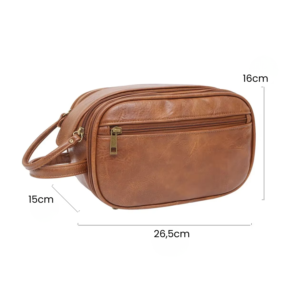 Trousse de Toilette Vintage en Cuir PU Voyage Homme – Image 4