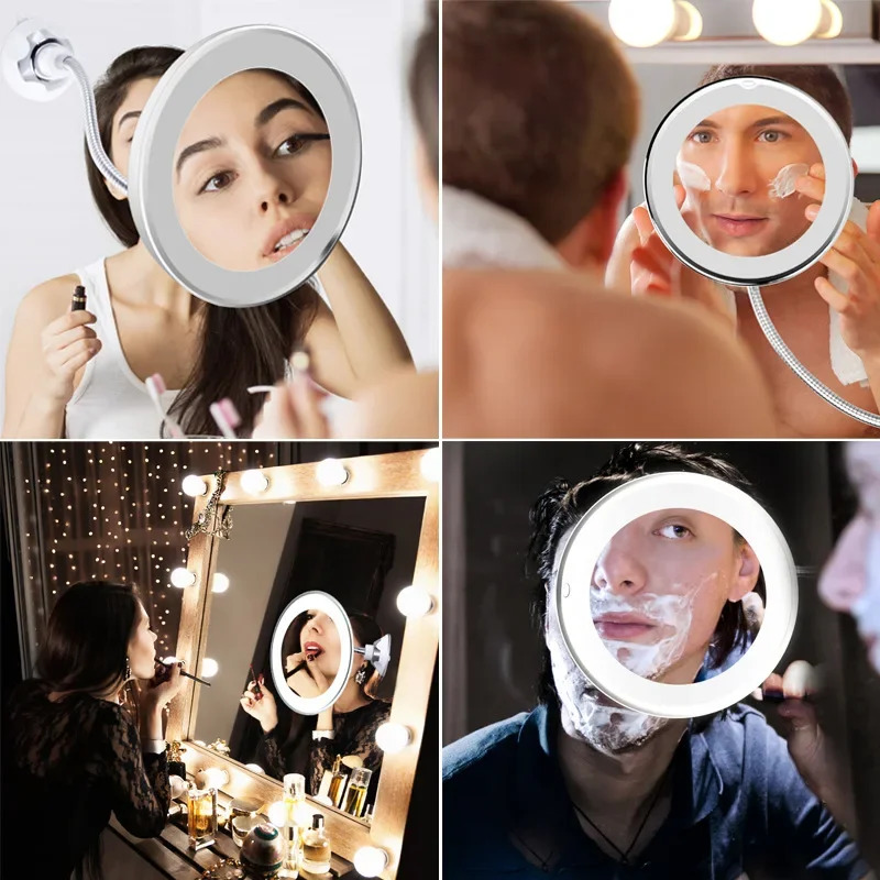 Miroir Grossissant LED X10 avec Ventouse et Bras Flexible – Image 3
