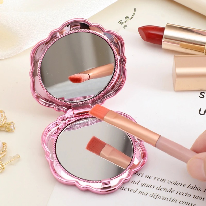 Miroir De Poche Rose Double Face Pliable – Image 2