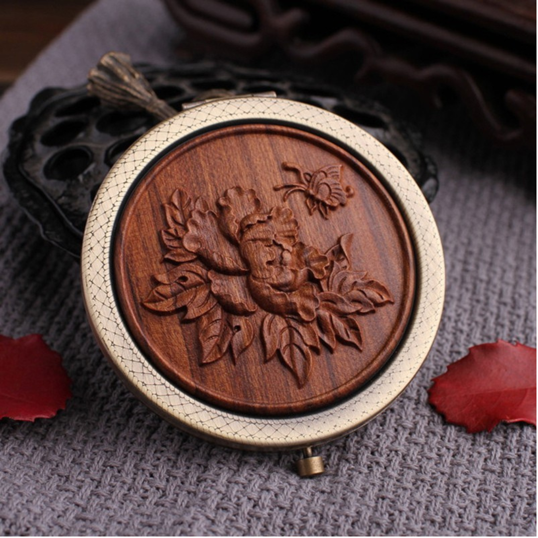Miroir De Poche Décoratif En Bois Gravé – Image 18