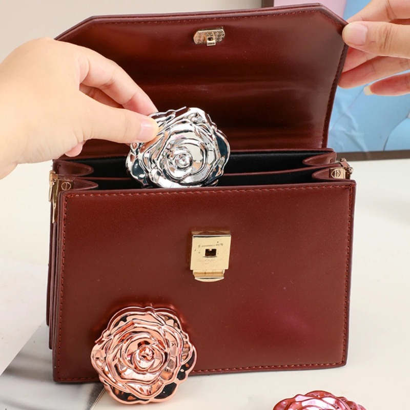 Miroir De Poche Rose Double Face Pliable – Image 3
