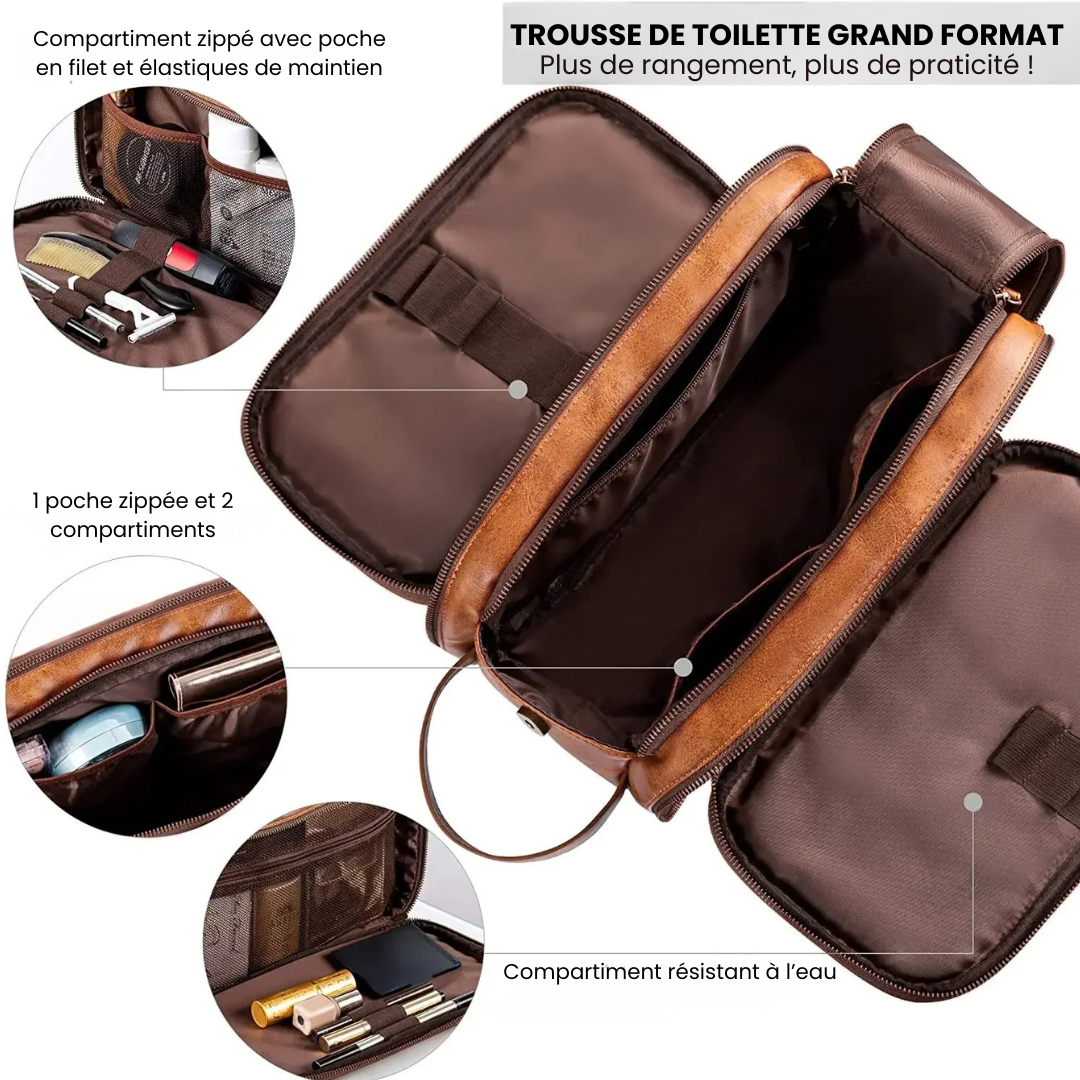 Trousse de Toilette Vintage en Cuir PU Voyage Homme – Image 2