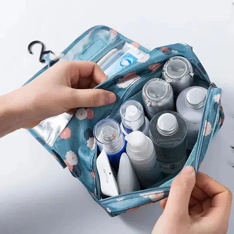 trousse de maquillage fleurs bleues pour femme
