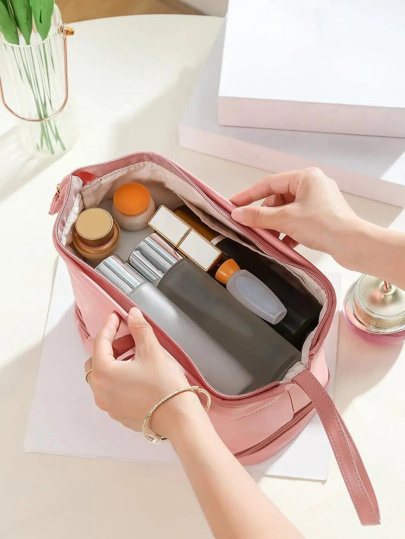 trousse de rangement rose tendance luxe