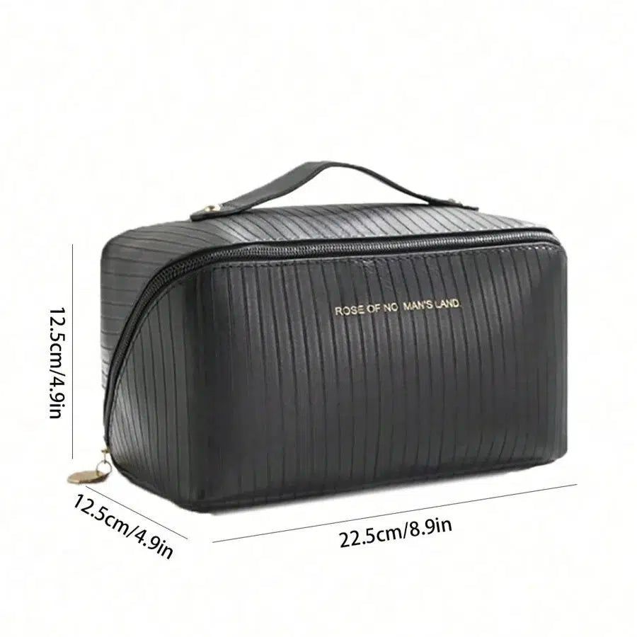 organisateur de toilette femme en cuir rayures noires