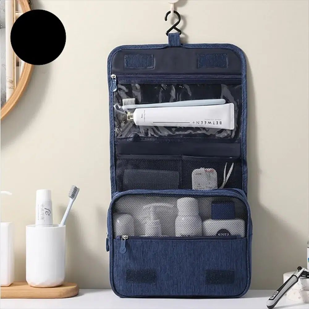 organisateur de salle de bain bleu