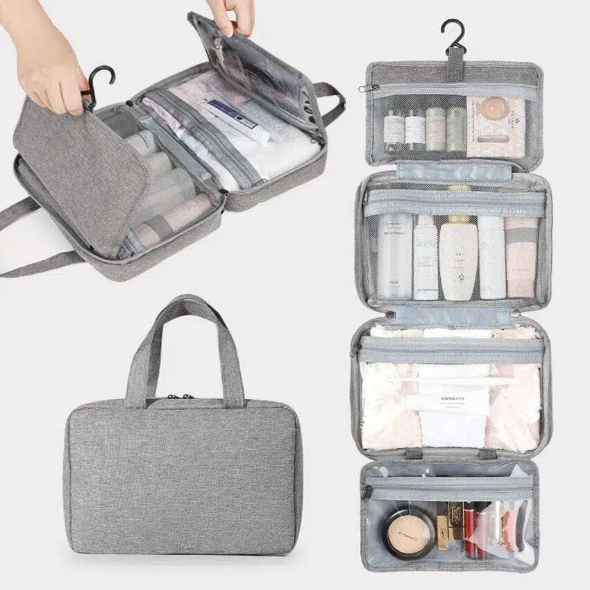 trousse de toilette femme élégante grise
