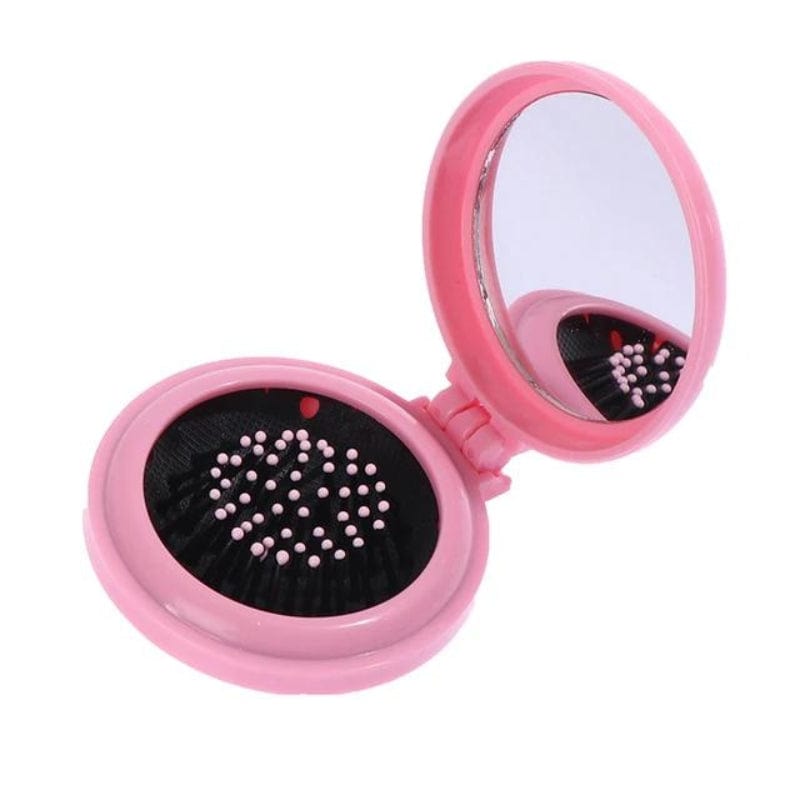 miroir et brosse cheveux de poche