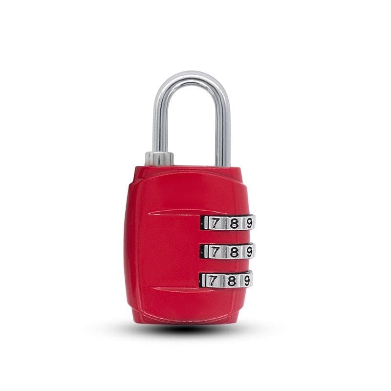 cadenas valise à code 3 chiffres rouge