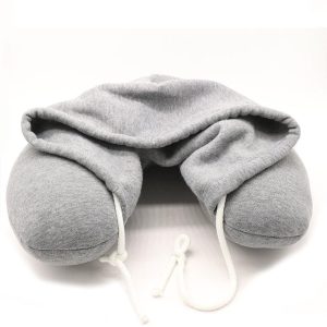 coussin de voyage hoodie gris