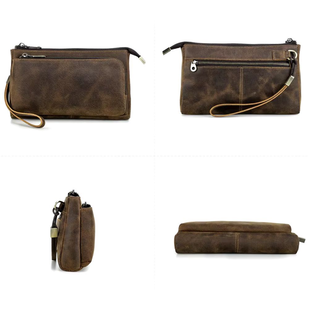 pochette à main masculine en cuir