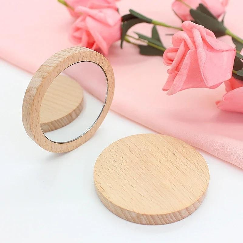accessoire cosmétique miroir en bois