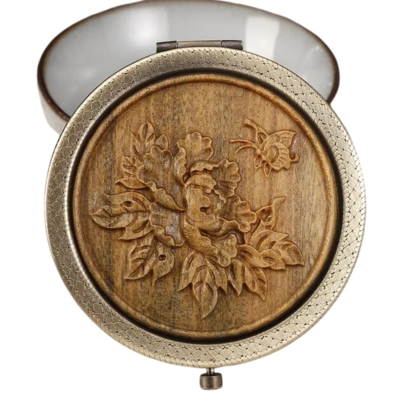 miroir de voyage pratique en bois