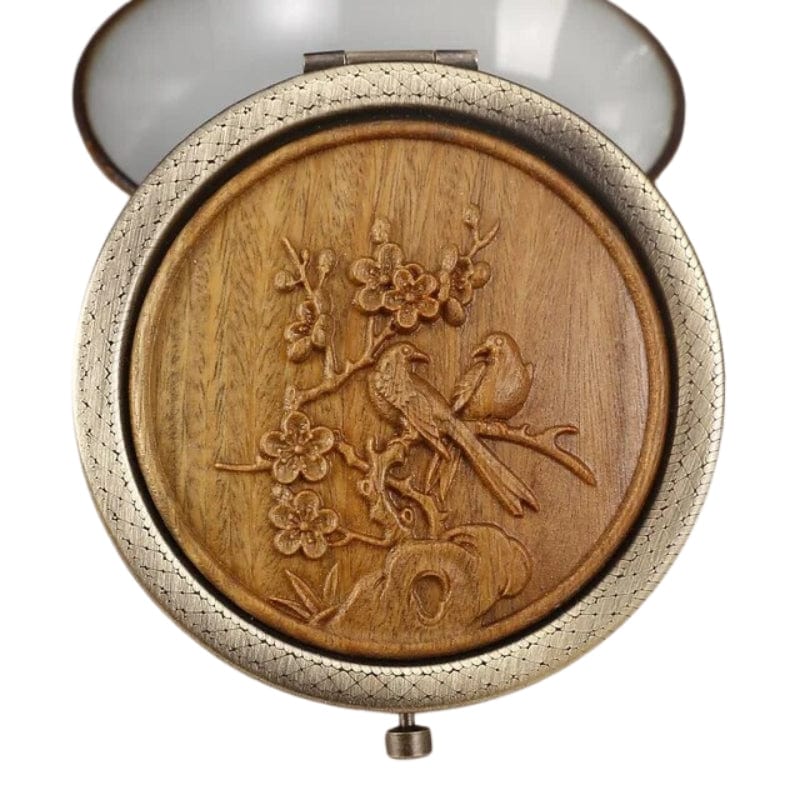 miroir à main petit format en bois