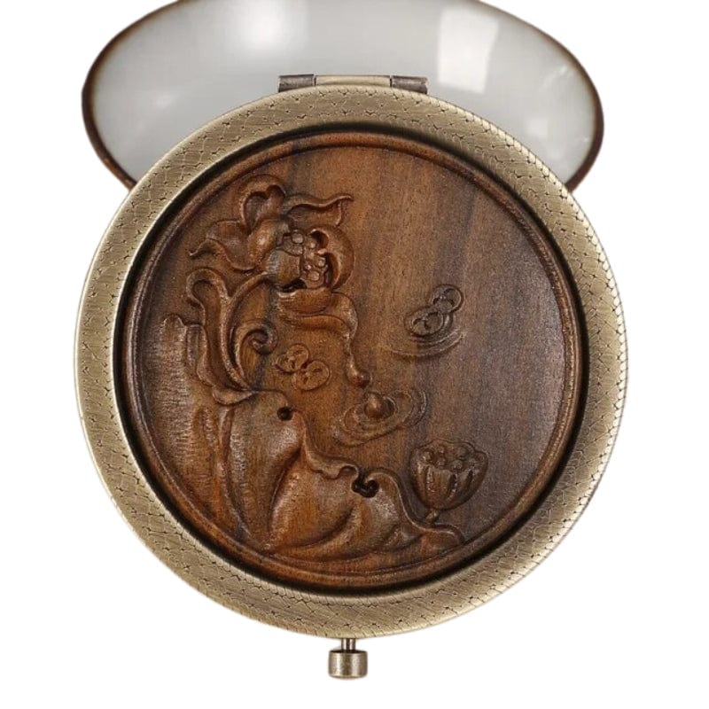 miroir en bois pour accessoires féminins
