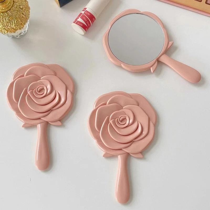 miroir de voyage rose design