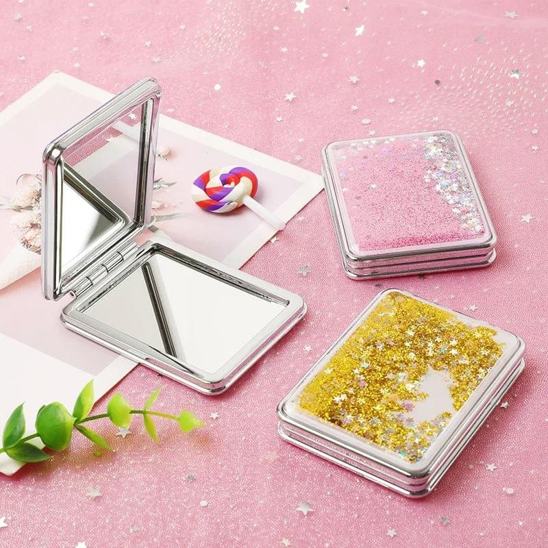 miroir portable décoré de paillettes