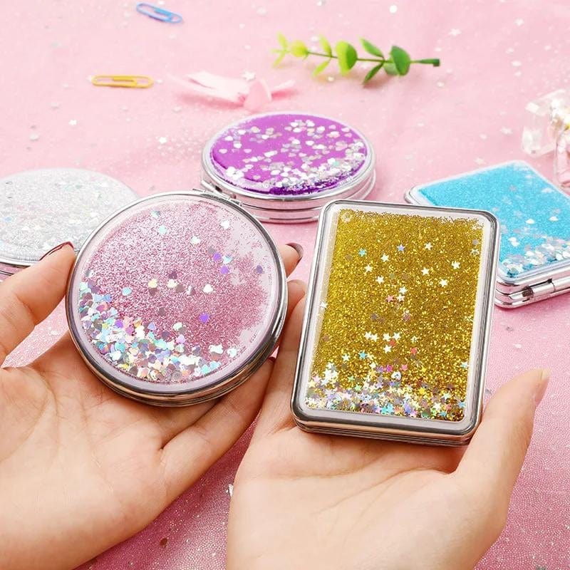 miroir de poche à paillettes