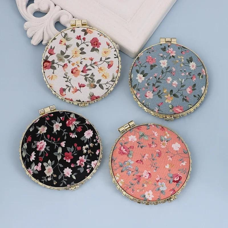 miroir de voyage avec étui en tissu
