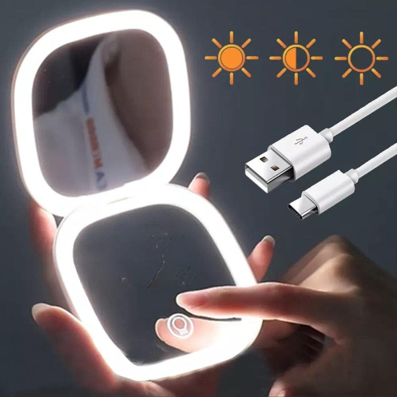 miroir de poche avec éclairage LED