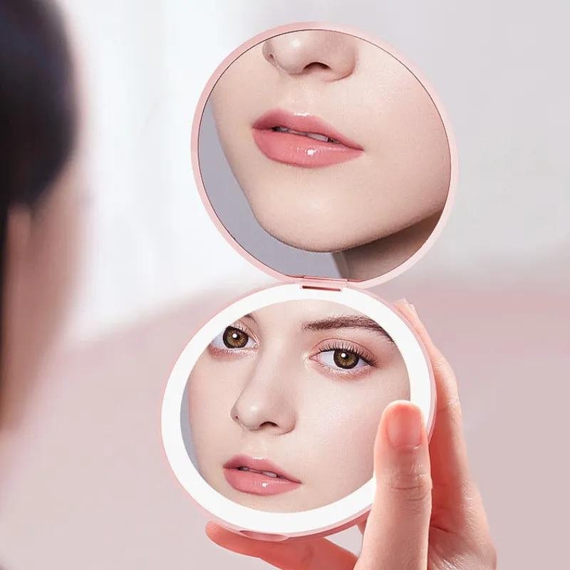 miroir led de poche compact