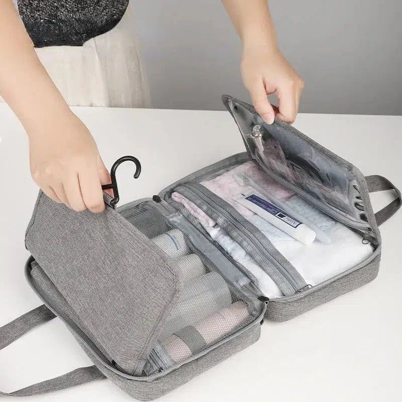 grande trousse de maquillage grise