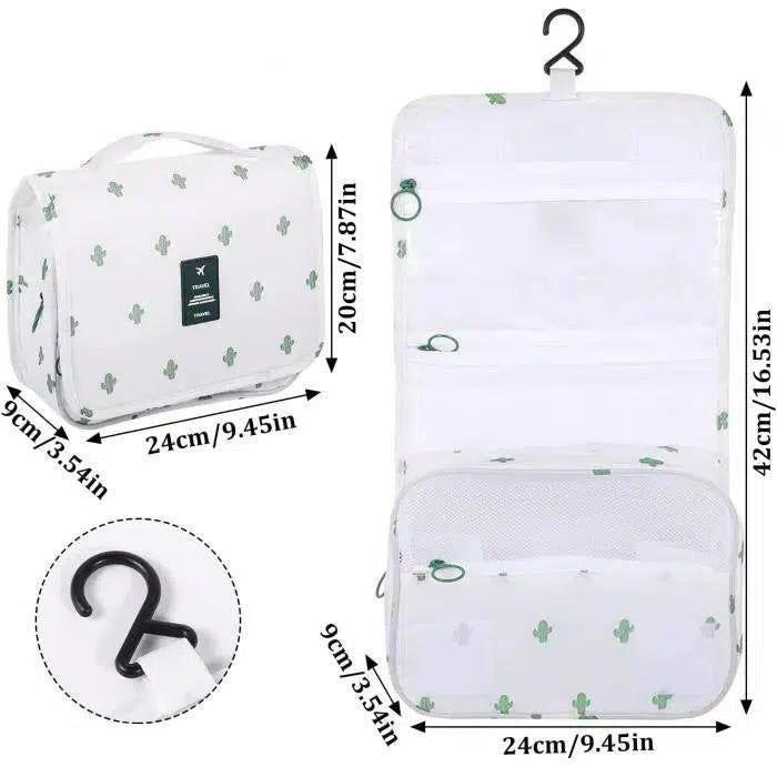 trousse de toilette blanche avec motif cactus