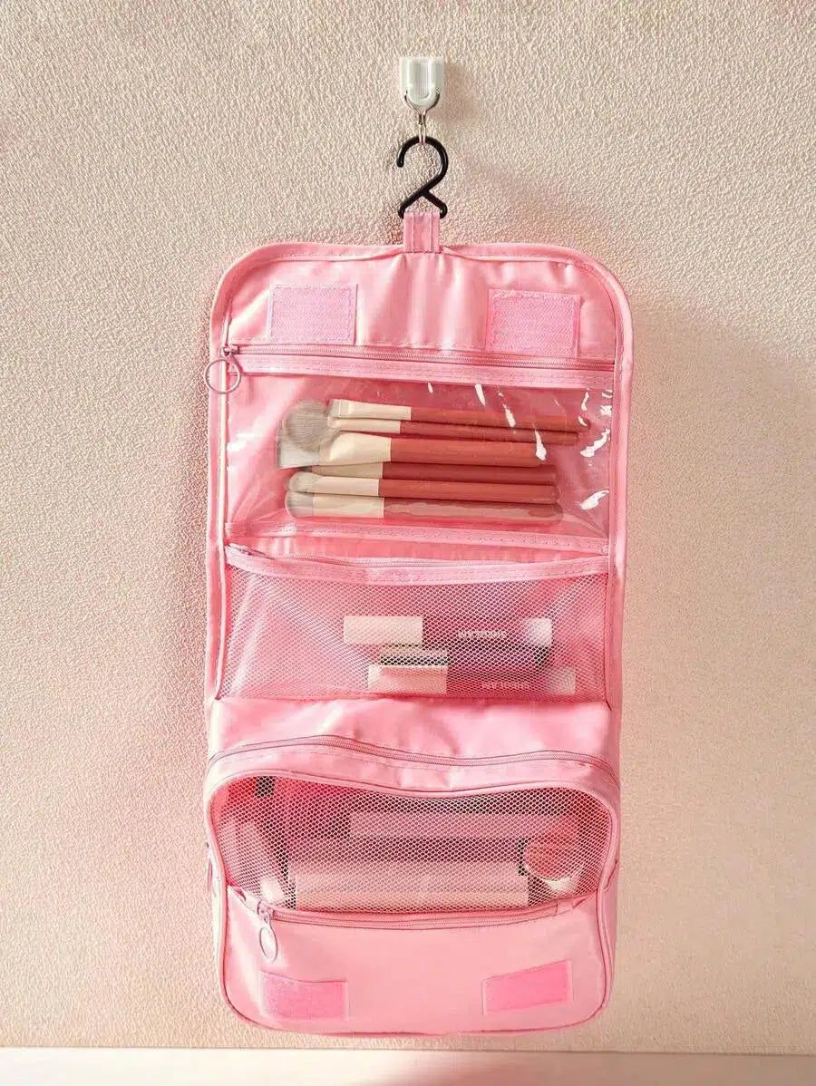 trousse à maquillage rose à accrocher