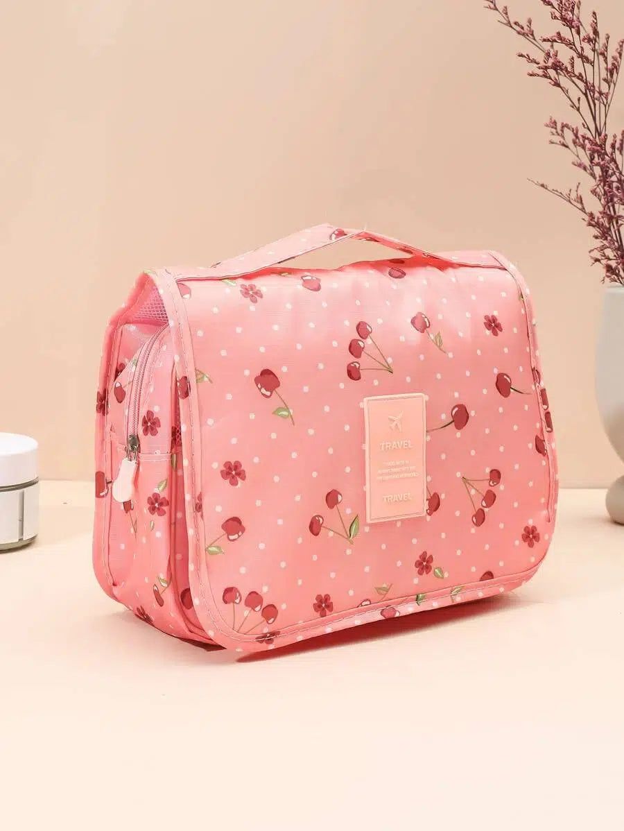 trousse de maquillage rose femme cerises