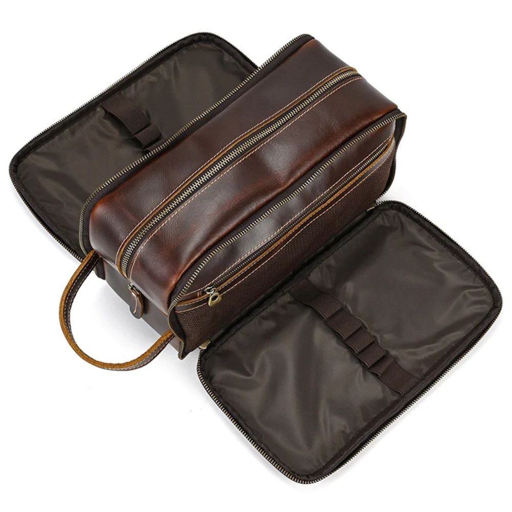 trousse de toilette homme en cuir véritable