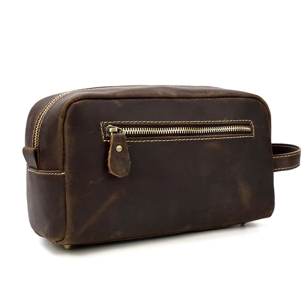 trousse de toilette élégante en cuir pour homme