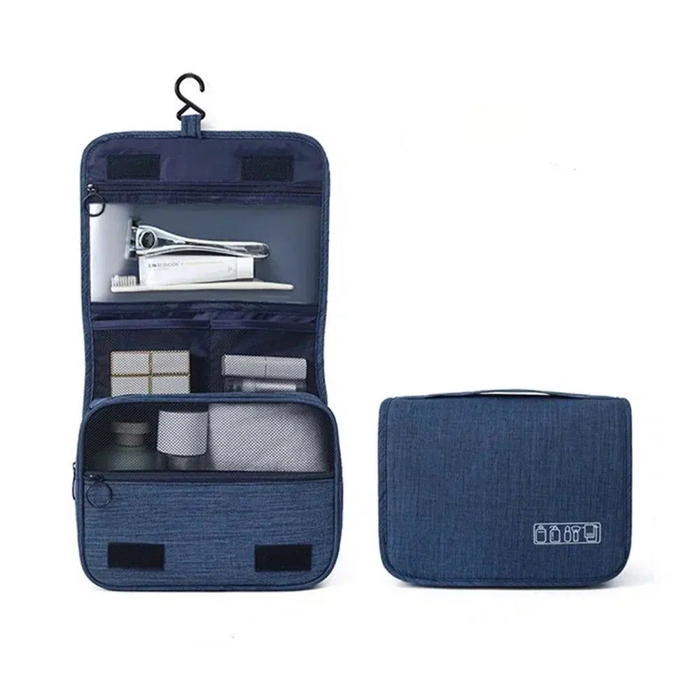 Trousse De Toilette Bleue À Suspendre Avec Compartiment Homme