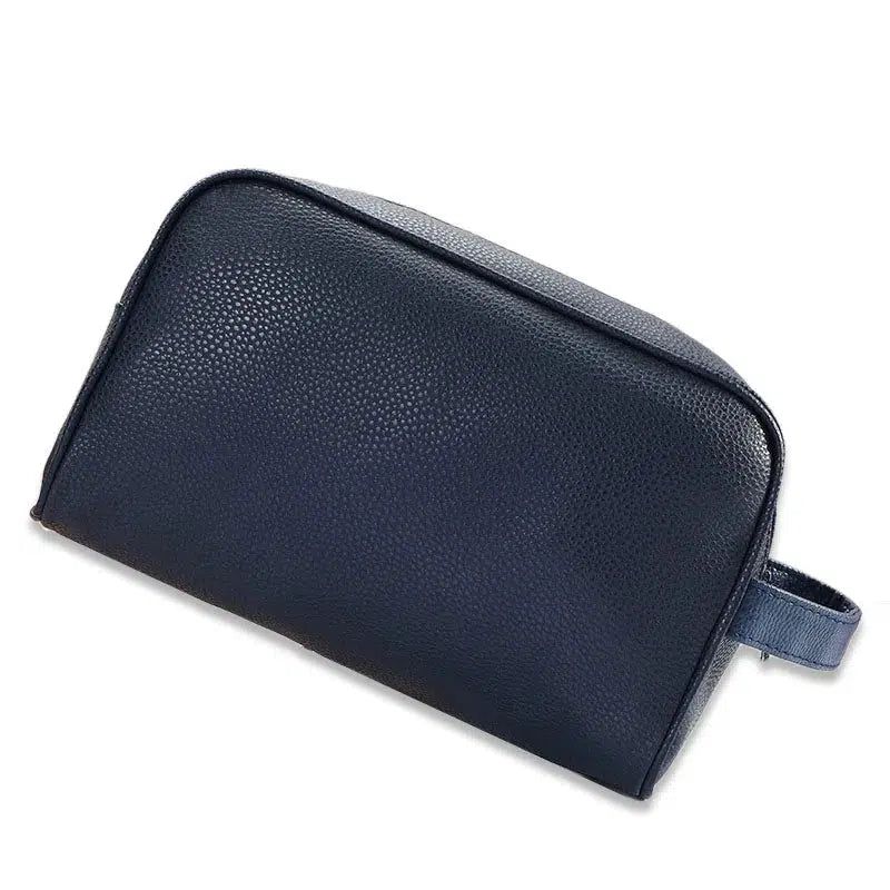 Trousse de Toilette Bleue en Cuir Tendance Homme
