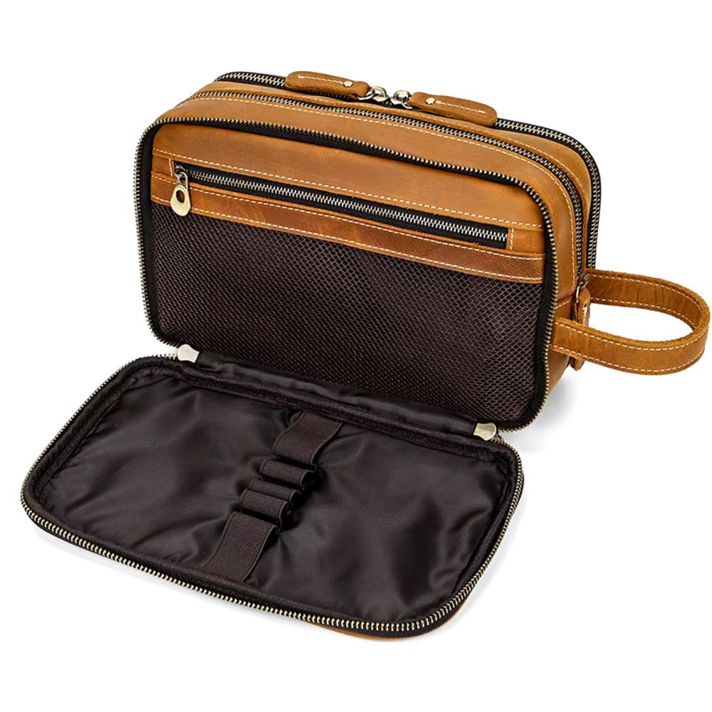 trousse de voyage en cuir pour femme moderne