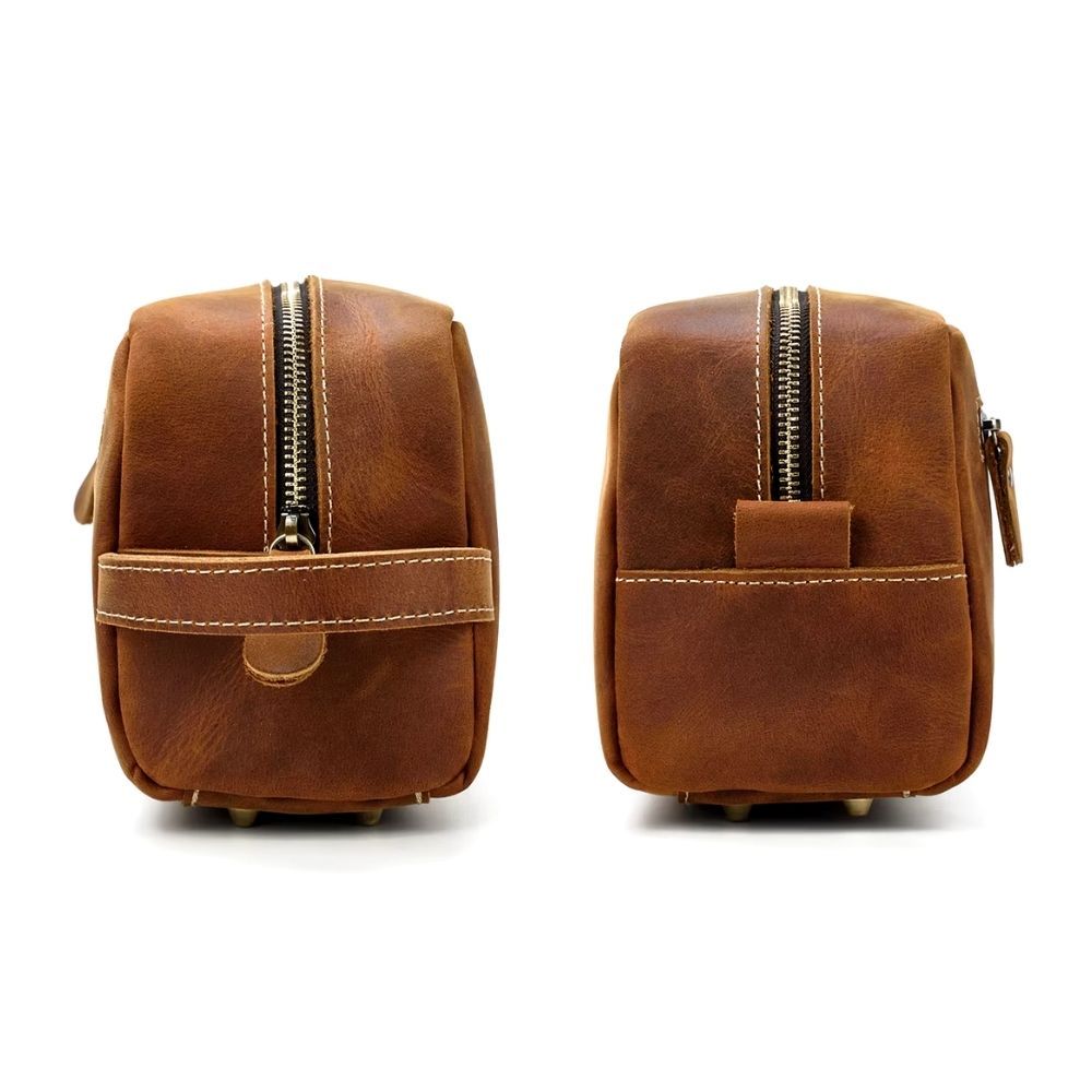 trousse en cuir brun pour homme