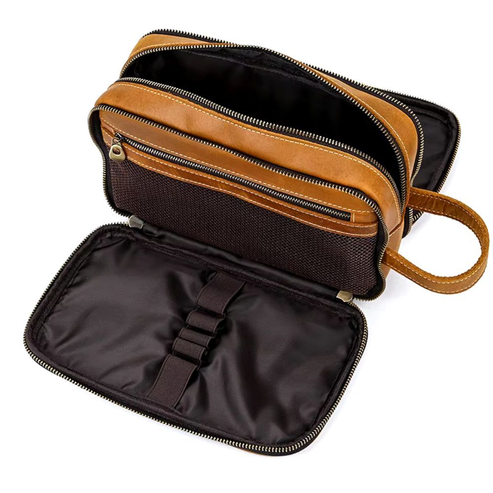 trousse de toilette femme en cuir souple