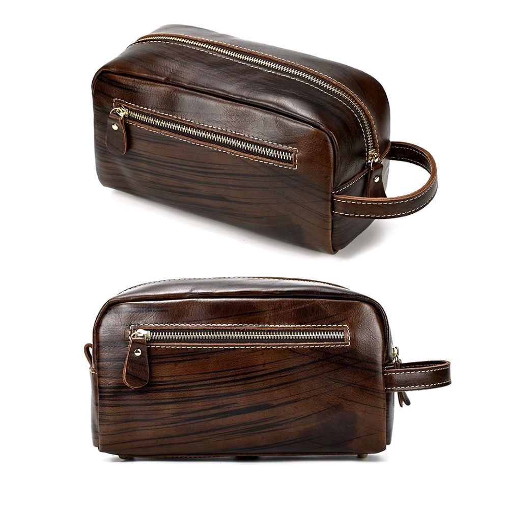 trousse de toilette en cuir pour homme