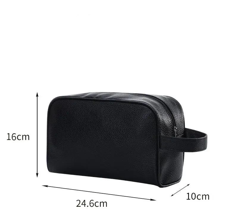 trousse de toilette en cuir noir pour homme