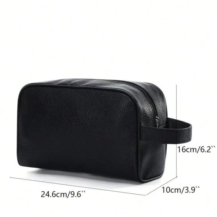 trousse de toilette en cuir noir homme
