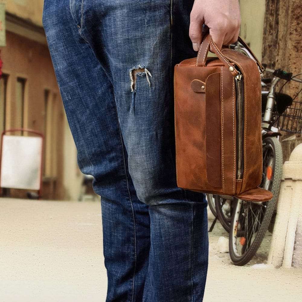 trousse de soins en cuir pour homme