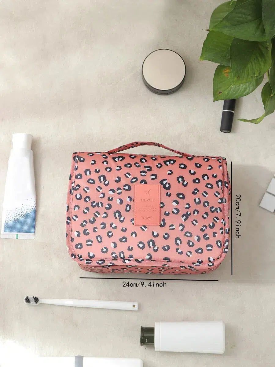 trousse de toilette rose léopard pour femme
