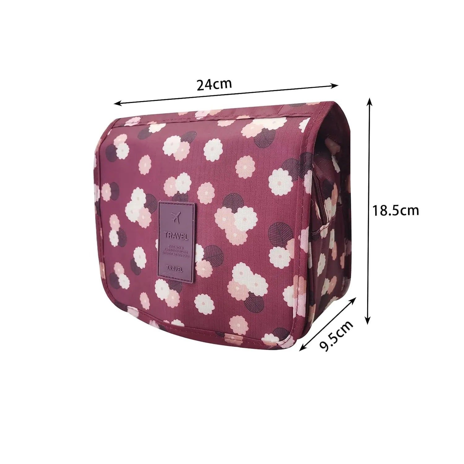 trousse de toilette rose avec motifs floraux