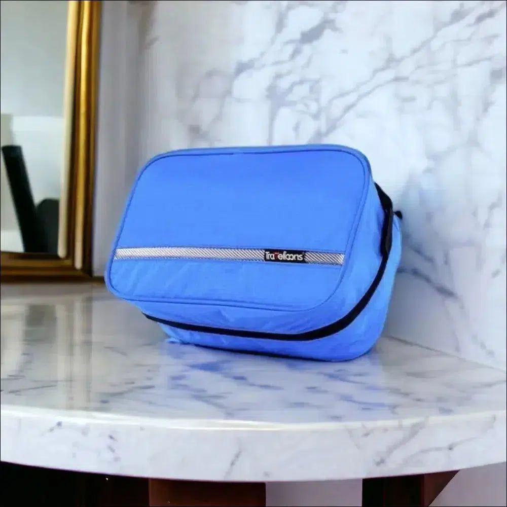 trousse de voyage bleue pour hommes
