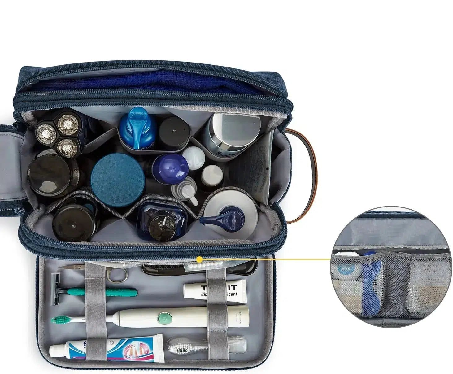 organisateur de toilette homme en bleu