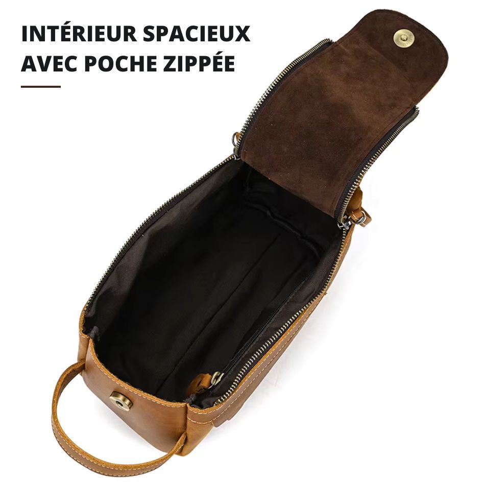 trousse de toilette en cuir design masculin