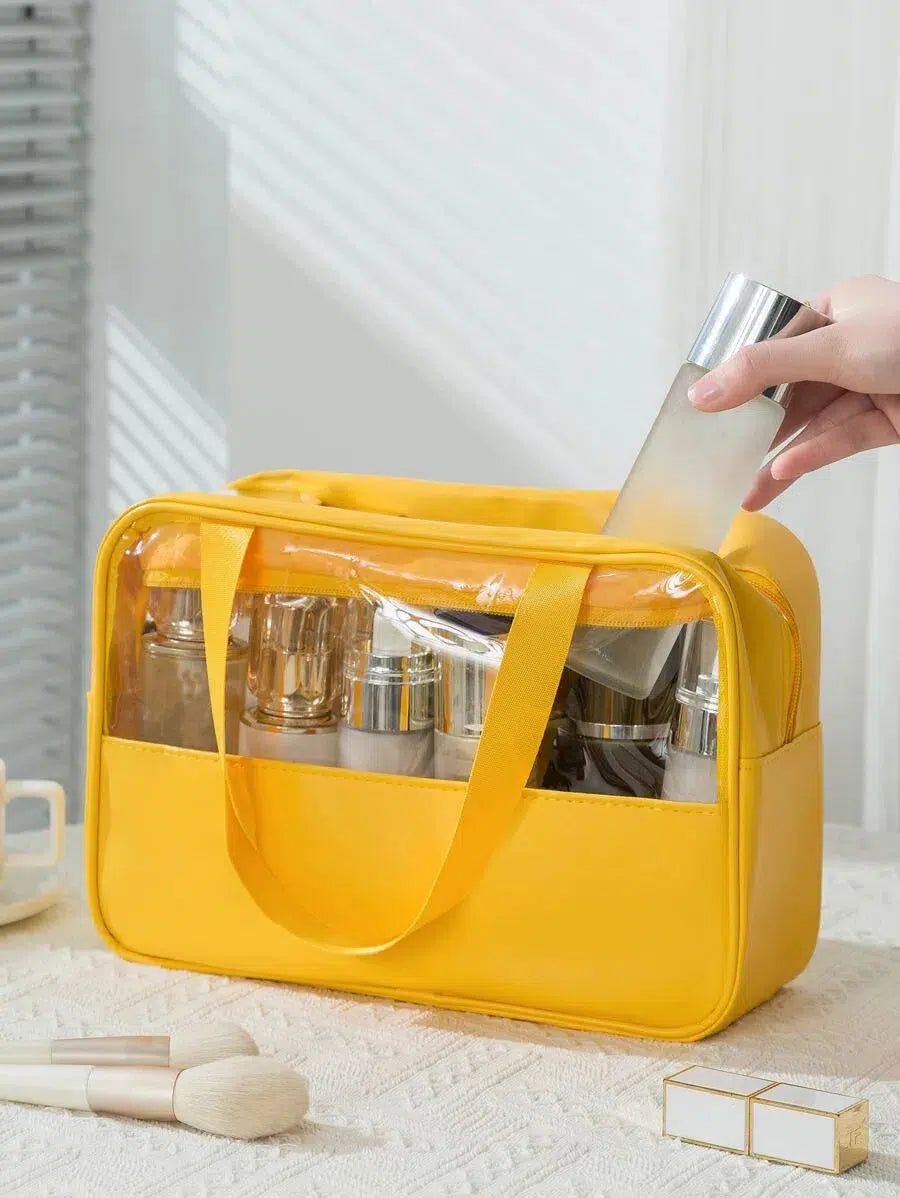 Trousse De Toilette Jaune Transparente Voyage Femme
