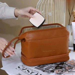 Trousse de Toilette Marron en Cuir Femme – Tendance Luxe